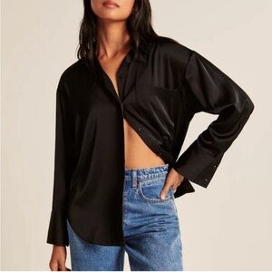 Abercrombie & Fitch Black Button Down Shirt Size XL